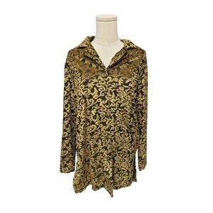 DIANE VON FURSTENBERG Medium Top Velvet Crush Button Front Long‎ Sleeve Vintage